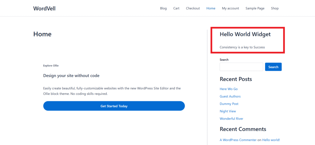 Hello World Widget Preview