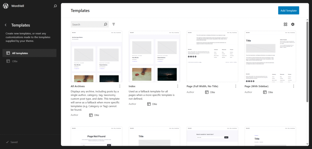 Ollie WP templates