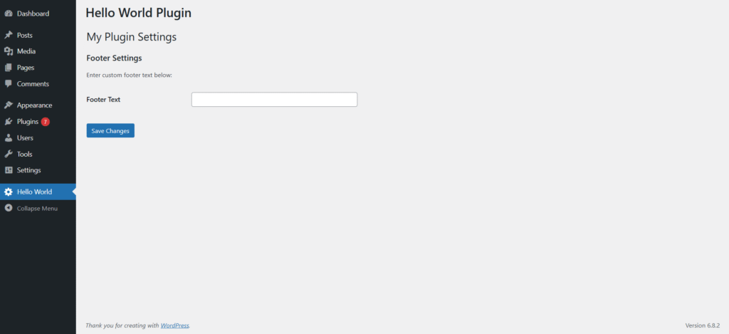 Plugin Setting Page with Setting API