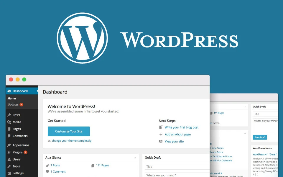 WordPress Logo with Admin Dashboard
