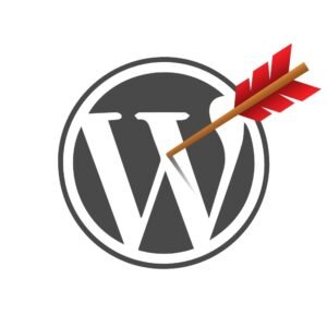 WordPress logo hit by an arrow indicating WordPress under target