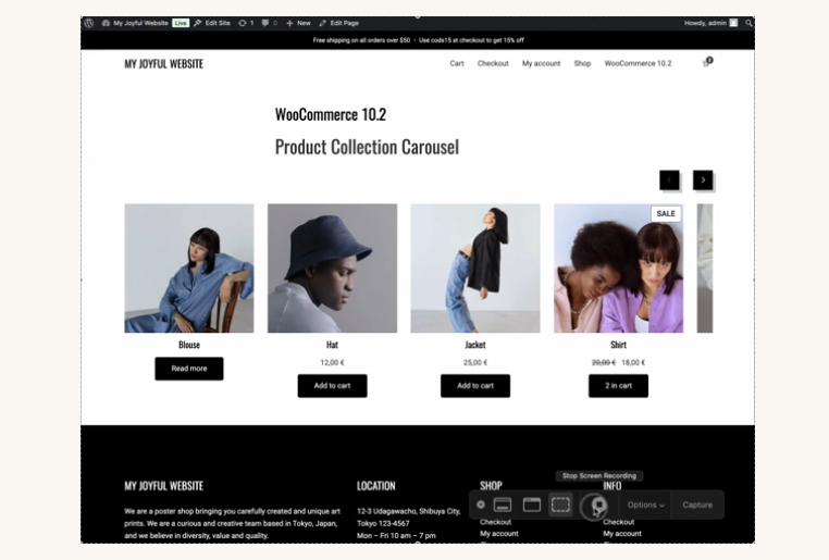woocommerce 10.2 new feature Product Collection Carousel