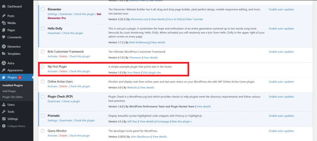 My First Plugin with Detailed Plugin Header Elements
