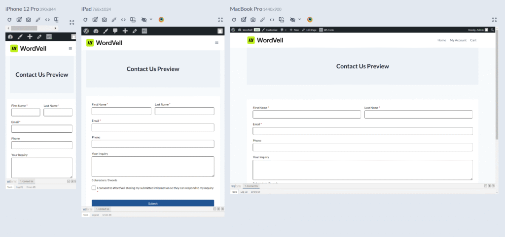 Responsiveness of WS Form