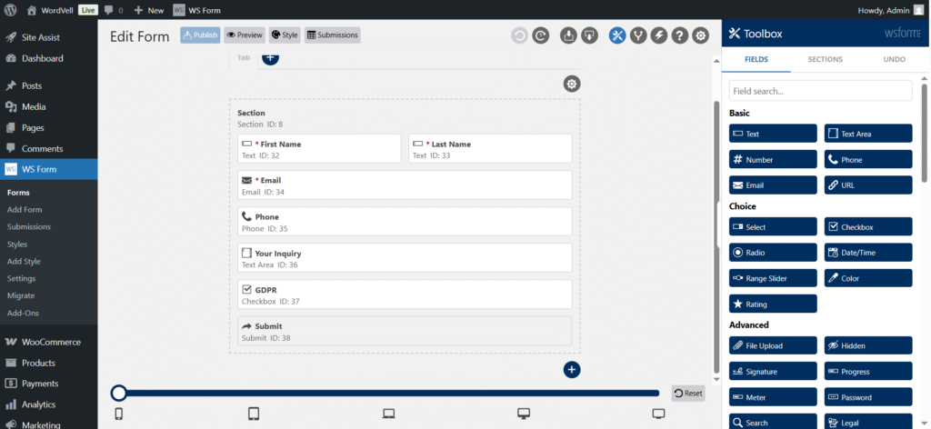 WS Form Drag-and-Drop Builder Overview