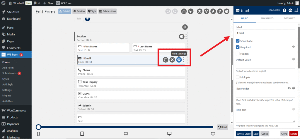 WS Form Field Setting
