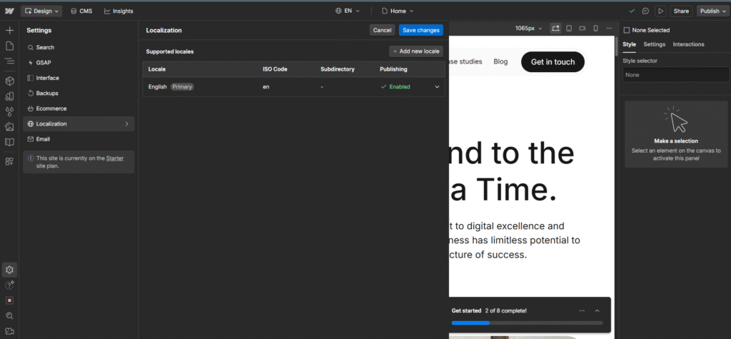 Webflow Translation Option