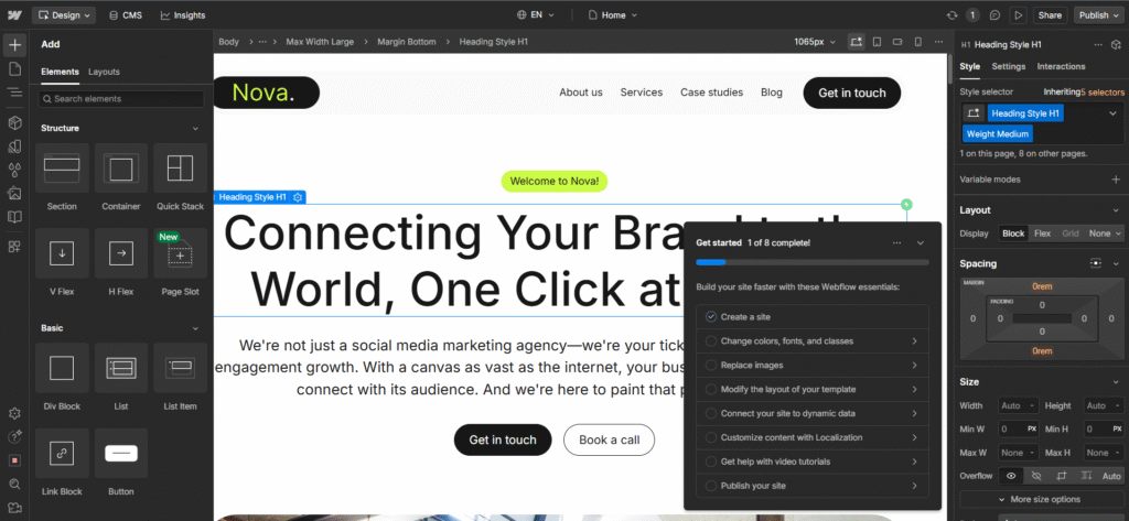 Webflow Visual Editor