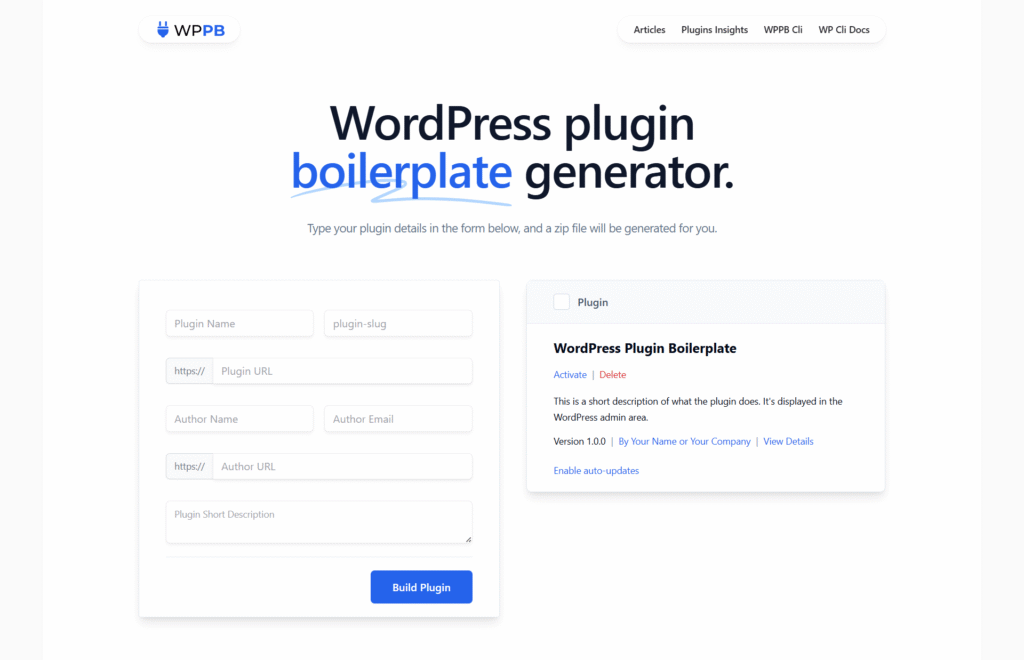 WordPress Boilerplate Tool