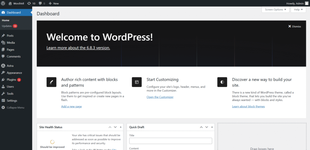 WordPress Dashboard