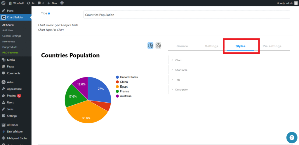 Chartify Styles Tab for Chat Designing