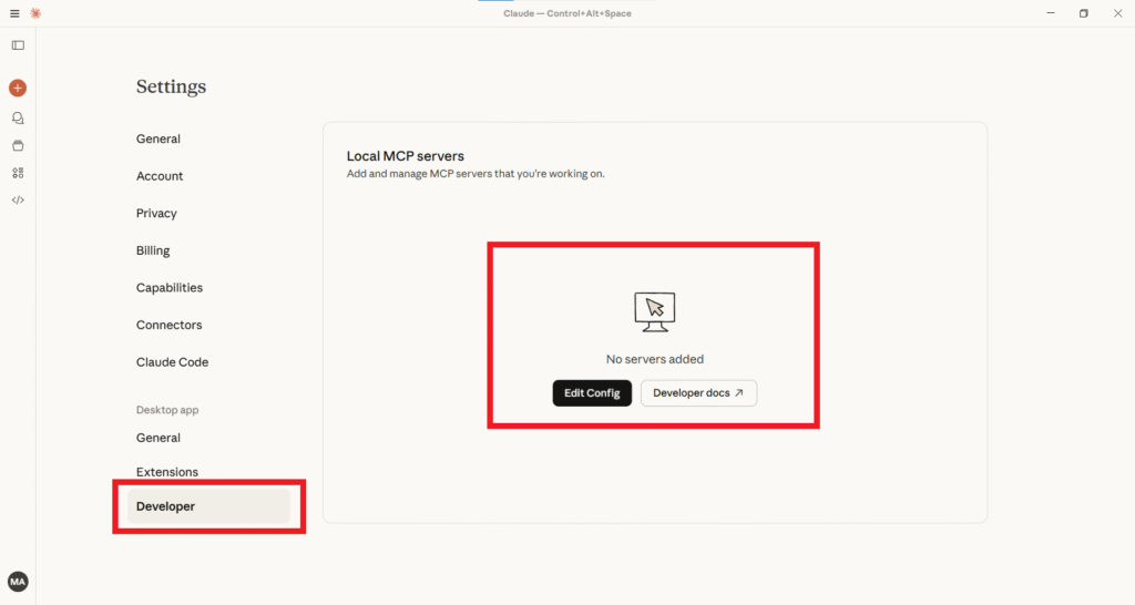 Claude Desktop Developers Config