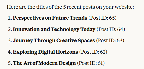 Claude Responses using OttoKit MCP Server with WordPress