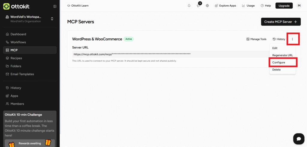 OttoKit Configure MCP Server