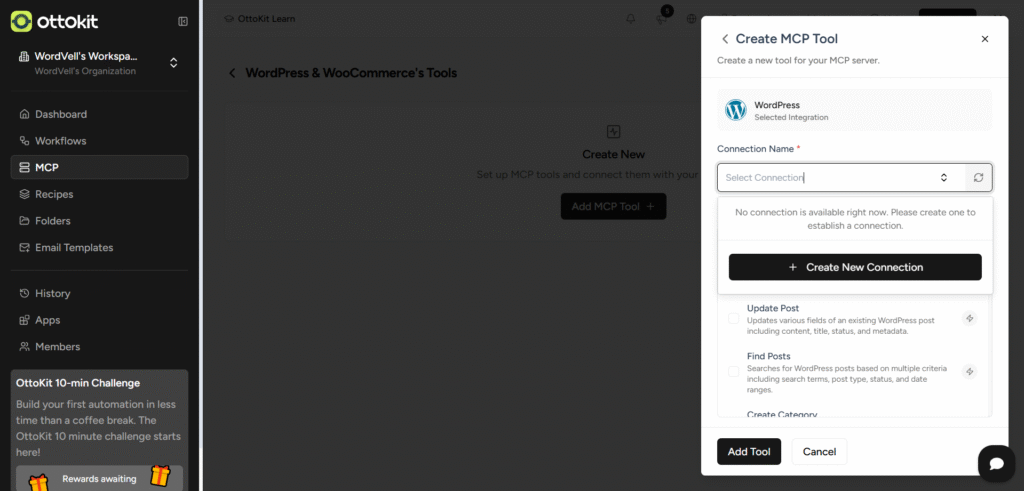 OttoKit Create Connection with WordPress