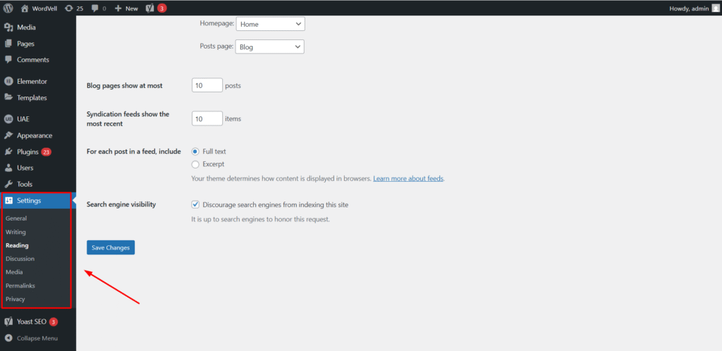 WordPress Settings Main and Sub-Menu