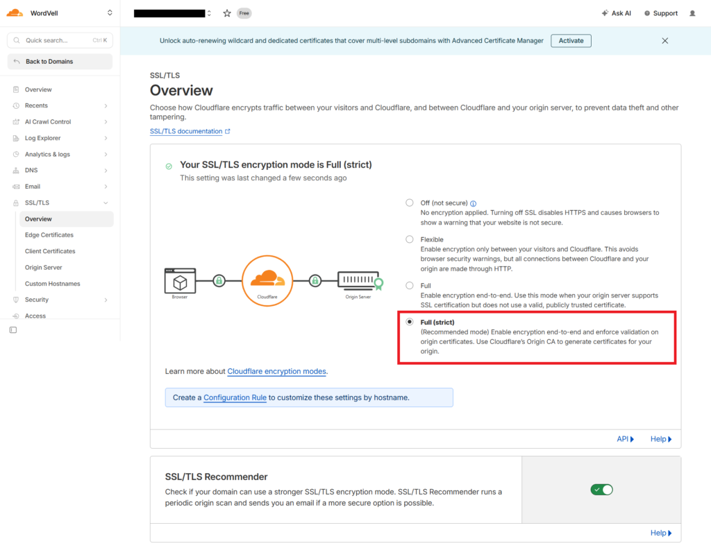 Cloudflare SSL and TLS Settings