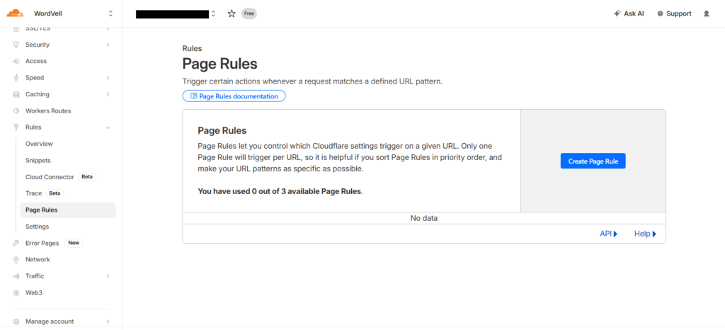 Create Page Rules in Cloudflare