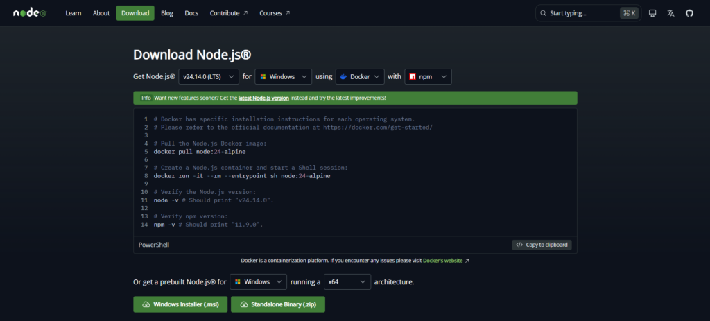 Node JS Official Website