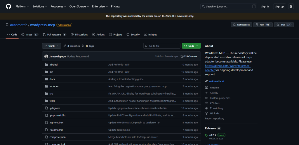 WordPress MCP Server GitHub Repository
