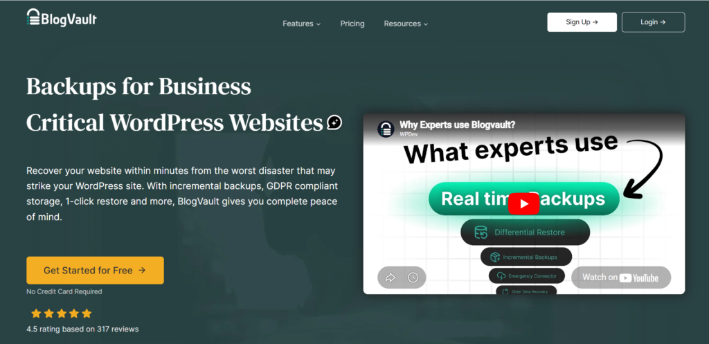 BlogVault Plugin for Incremental WordPress Backups