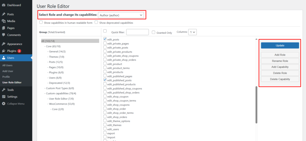 User Role Editor Plugin to Manage Roles and capabilities in WordPress