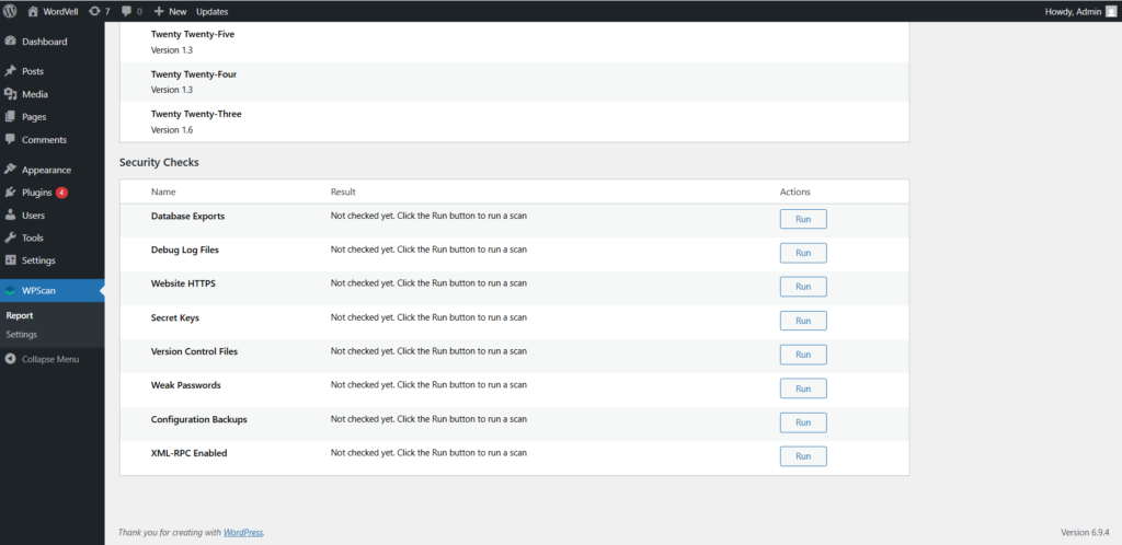 WP Scan WordPress Plugin