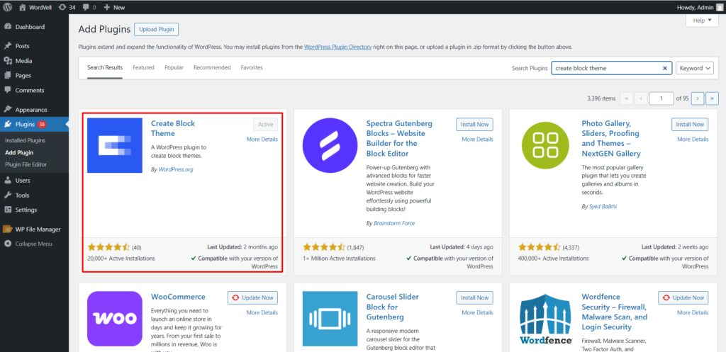 Create Block Theme WordPress Plugin